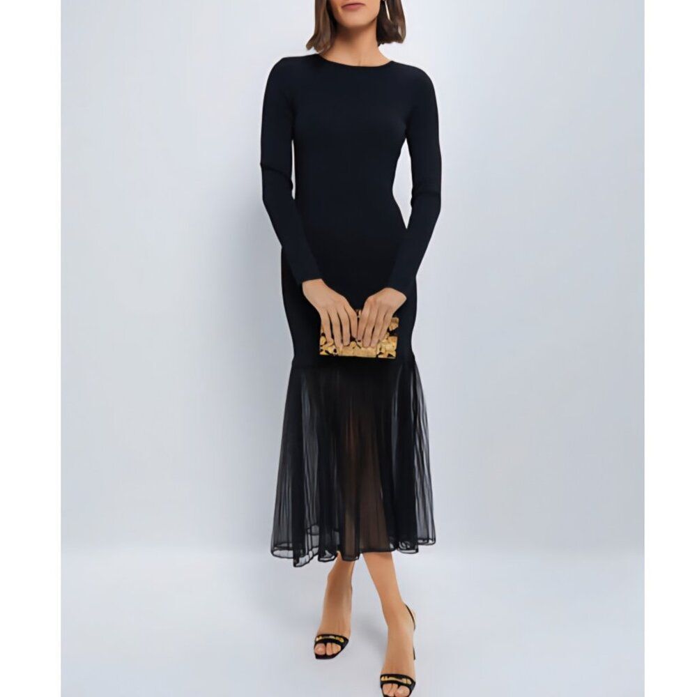 NWT Tuckernuck - M Hyacinth House Black Knit Gwendolyn Maxi Dress - Picture 2 of 9